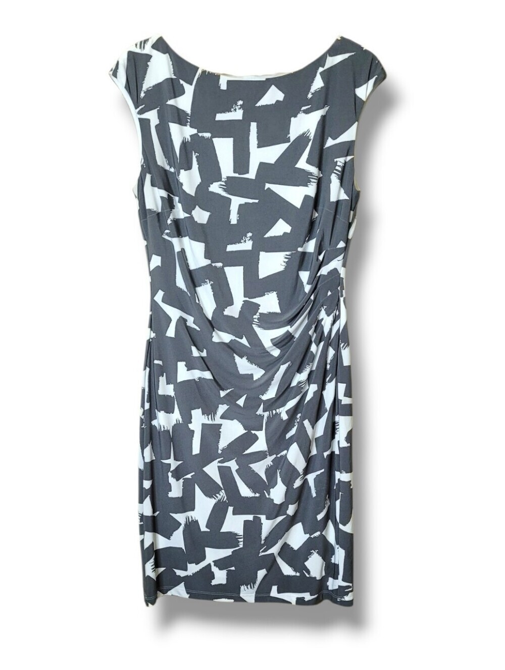 Lauren Ralph Lauren Gray & White Sleeveless Dress Size 12